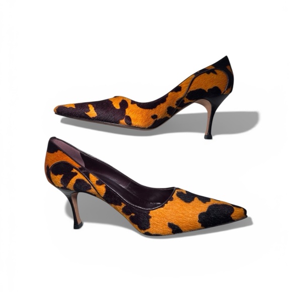 Vintage Manolo Blahnik Pony Hair Animal Print Pumps - Picture 3 of 9